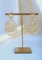 Luxurious Moissanite Polki Chandbali Earrings EAR000869