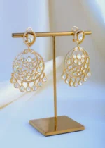 Luxurious Moissanite Polki Chandbali Earrings EAR000869 - Image 2