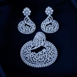 Luxury American Diamond Pendant Set (Silver) PSET01454