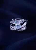 Luxury American Diamond Solitaire Band (Silver) RING02369