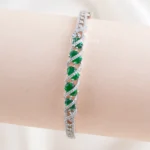 Luxury Emerald Green Diamond Bracelet (Silver) BRA002443