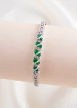 Luxury Emerald Green Diamond Bracelet (Silver) BRA002443