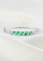 Luxury Emerald Green Diamond Bracelet (Silver) BRA002443 - Image 2
