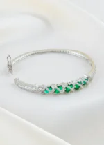 Luxury Emerald Green Diamond Bracelet (Silver) BRA002443 - Image 3