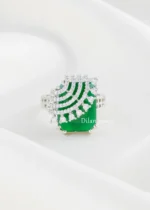 Luxury Emerald  Green Gemstone Ring (Silver) RING02429