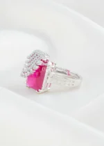 Luxury Emerald Ruby Gemstone Ring (Silver) RING02430 - Image 2