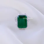 Luxury Green Gemstone Diamond Ring (Silver) RING02320