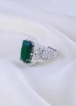 Luxury Green Gemstone Diamond Ring (Silver) RING02320 - Image 2