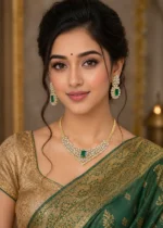 Maharani Emerald Necklace Set (Yellow Gold) NEC002604 - Image 4