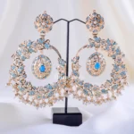 Maharani's Jadau Firoza Earrings (Yellow Gold) EAR002323