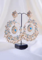 Maharani's Jadau Firoza Earrings (Yellow Gold) EAR002323 - Image 2