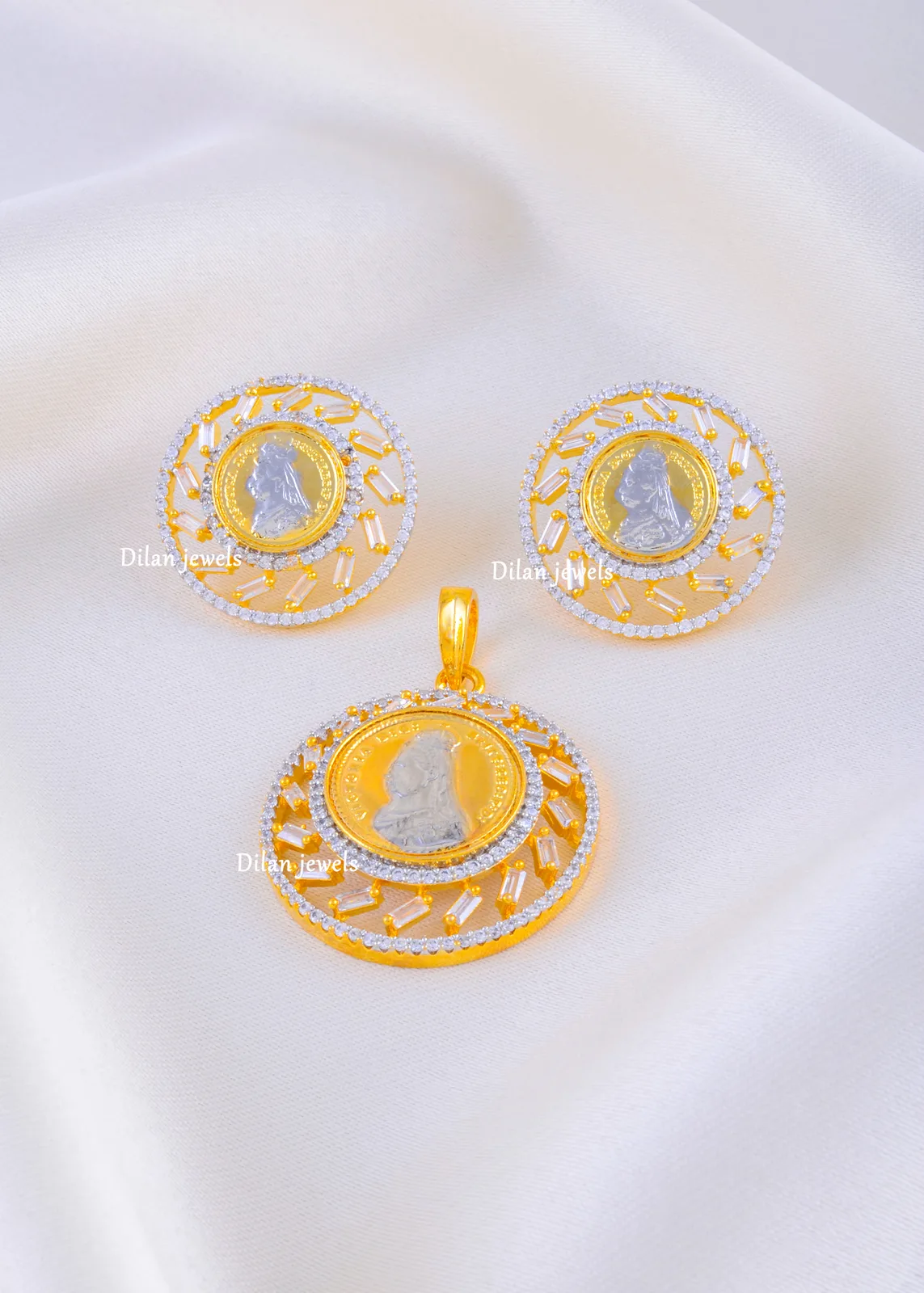 Majestic-Orbit-American-Diamond-Set-Yellow-Gold-PSET02281a Majestic Orbit American Diamond Set (Yellow Gold) PSET02281 - Image 1