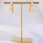 Majestic Pearl Band Hoops (Yellow Gold) EAR002240