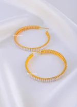 Manhattan Baguette Mega Hoops (Yellow Gold ) EAR002297 - Image 3