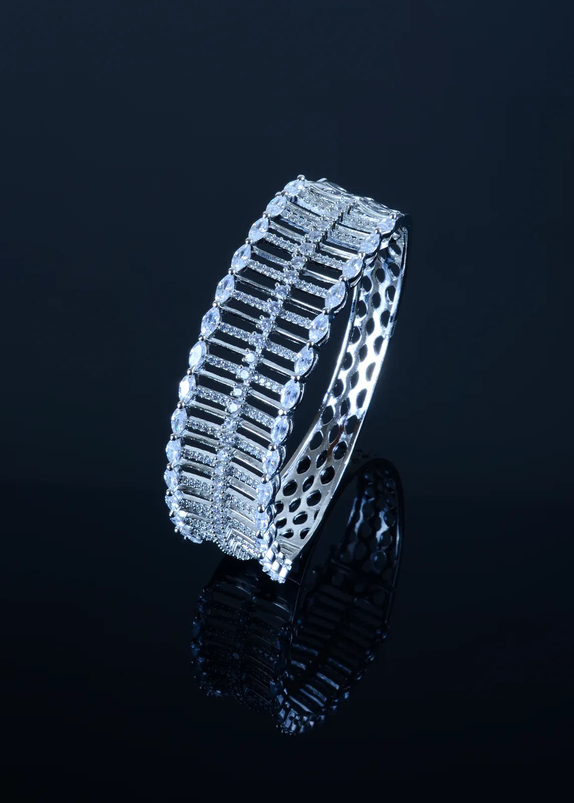 Marquise-Diamond-Bracelet-Silver-BRA001277a Marquise Diamond Bracelet (Silver) BRA001277 - Image 1