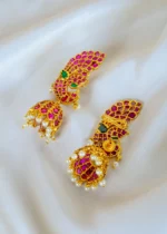 Mayur Jadau Ruby Earcuff Jhumka (Antique Gold) EAR001425 - Image 3