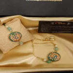 Mayur Meenakari & Kundan Green Thread Rakhi & Lumba Set - Image 2