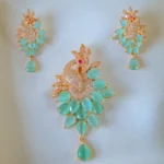 Mayur Mint Green Pendant Set (Rose Gold) PSET01341
