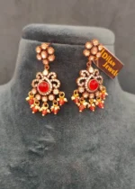 Mayur Paisley Ruby Necklace Set (Yellow-Gold & Black-Rhodium)- NEC000010 - Image 2