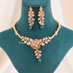 Meher Bloom Green Necklace Set (Yellow Gold) NEC002676