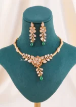Meher Bloom Green Necklace Set (Yellow Gold) NEC002676