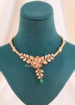 Meher Bloom Green Necklace Set (Yellow Gold) NEC002676 - Image 2