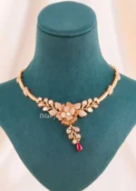 Meher Bloom Ruby Necklace Set (Yellow Gold) NEC002677 - Image 2
