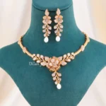 Meher Bloom White Necklace Set (Yellow Gold) NEC002678