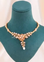 Meher Bloom White Necklace Set (Yellow Gold) NEC002678 - Image 2