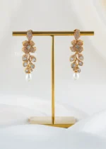 Meher Bloom White Necklace Set (Yellow Gold) NEC002678 - Image 3