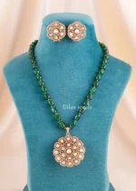 Meher Green Elegance Necklace Set (Yellow Gold) NEC002688