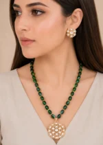 Meher Green Elegance Necklace Set (Yellow Gold) NEC002688 - Image 4