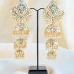 Meher Jadau Triple Jadau Jhumka (Yellow Gold) EAR001654