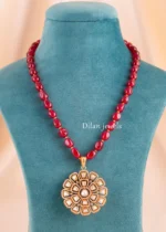 Meher Ruby Elegance Necklace Set (Yellow Gold) NEC002689 - Image 2