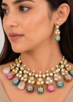 Meherbaan Multi-Drop Necklace Set (Yellow Gold) NEC002682 - Image 4