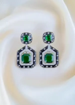 Midnight Emerald Earrings (Silver) EAR001483