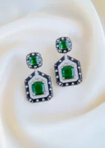 Midnight Emerald Earrings (Silver) EAR001483 - Image 2