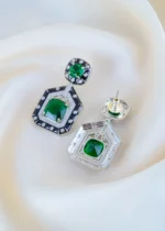 Midnight Emerald Earrings (Silver) EAR001483 - Image 3