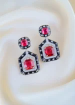 Midnight Ruby Earrings (Silver) EAR001484 - Image 2