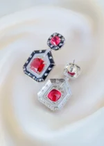 Midnight Ruby Earrings (Silver) EAR001484 - Image 3