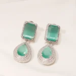 Mint Green Danglers (Silver) EAR000521