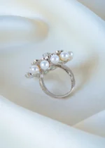 Mint Green Pearl Cocktail Ring (Silver) RING01399 - Image 3