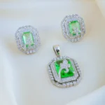 Mint Green Shimmer Locket set (Silver) PSET01476