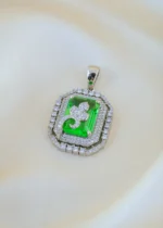Mint Green Shimmer Locket set (Silver) PSET01476 - Image 2
