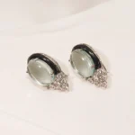 Mint Green Statement Studs (Silver) EAR000507