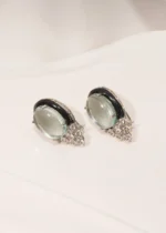 Mint Green Statement Studs (Silver) EAR000507