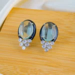 Mint Green Statement Studs (Silver) EAR001544