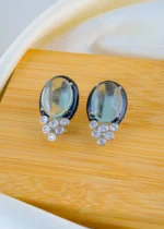 Mint Green Statement Studs (Silver) EAR001544