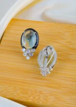 Mint Green Statement Studs (Silver) EAR001544 - Image 3