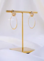 Modern Diamond-Look Front Hoops (Yellow Gold) EAR002243 - Image 2